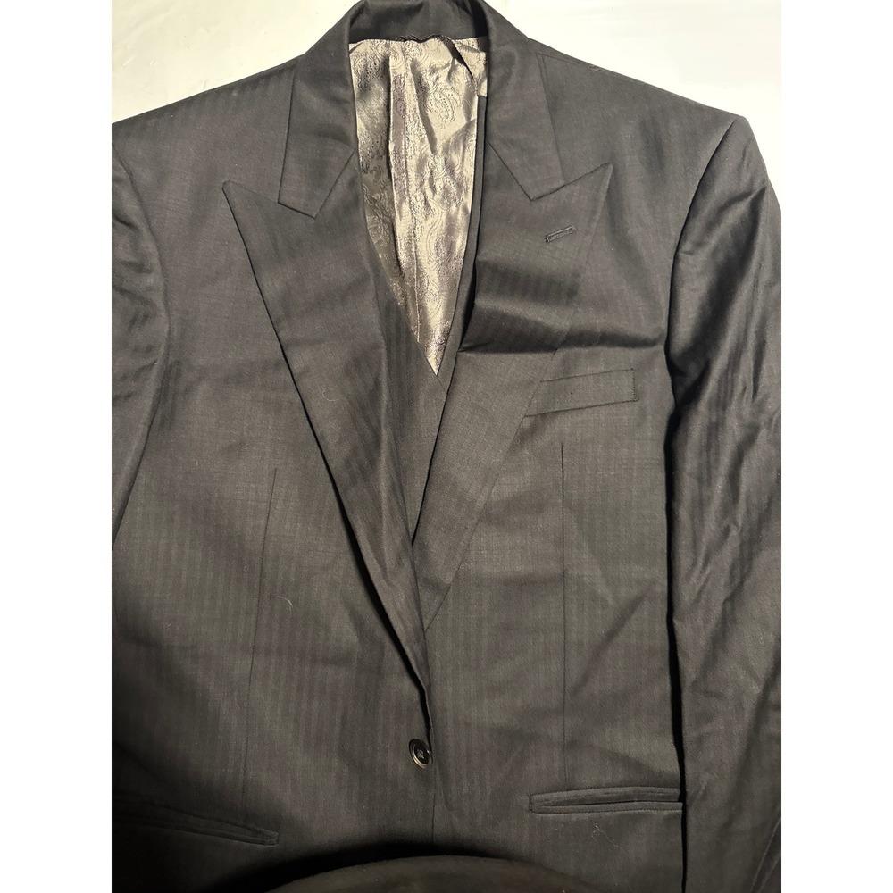 Arrons Fine Custom Clothing Men's‎ Black Pinstripe Suit Vest Blazer 2 Piece Set